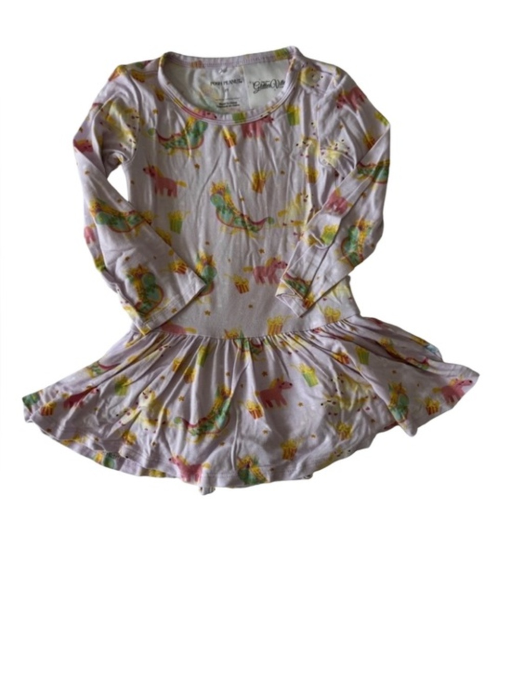 Posh Peanut Glitter Ville Unicorn Bodysuit Twill Dress Size 2T